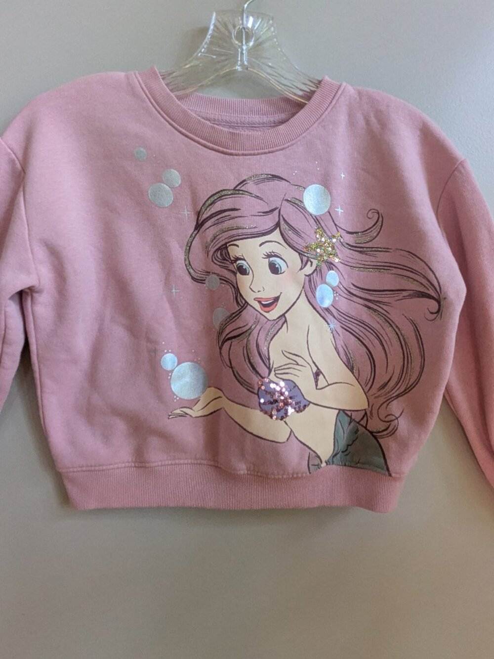 disney jumping beans Ariel pink sweatshirt with sequins girls size 7 #793